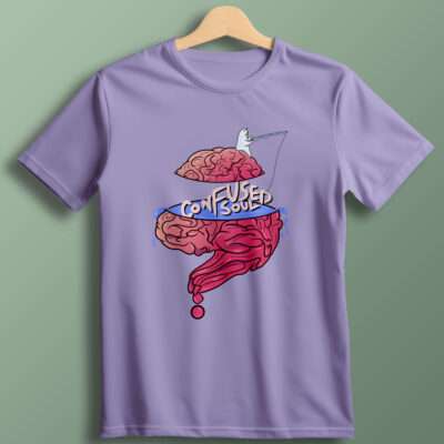 Confused Soul Printed T-Shirt (Lavender)