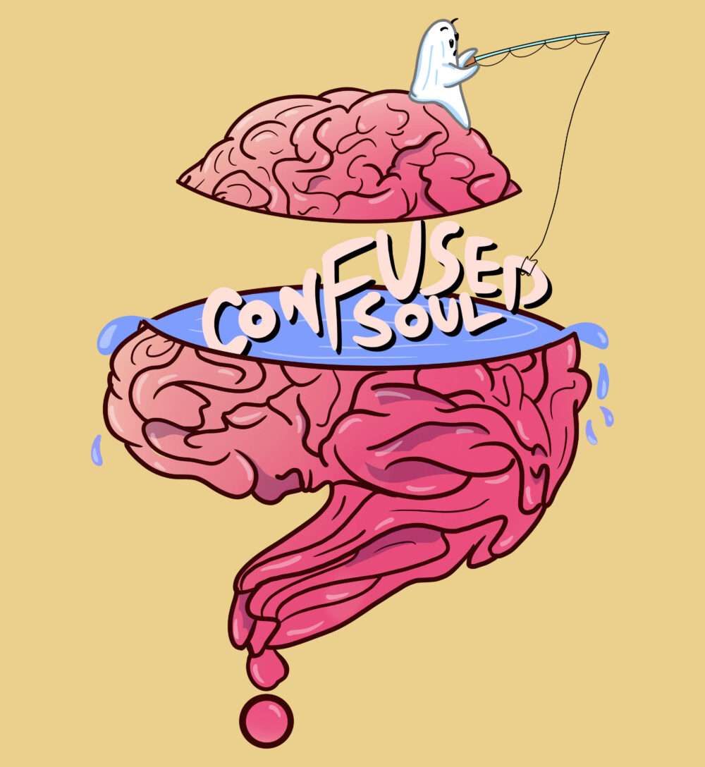 Confused Soul Printed T-Shirt (Beige) - Image 2