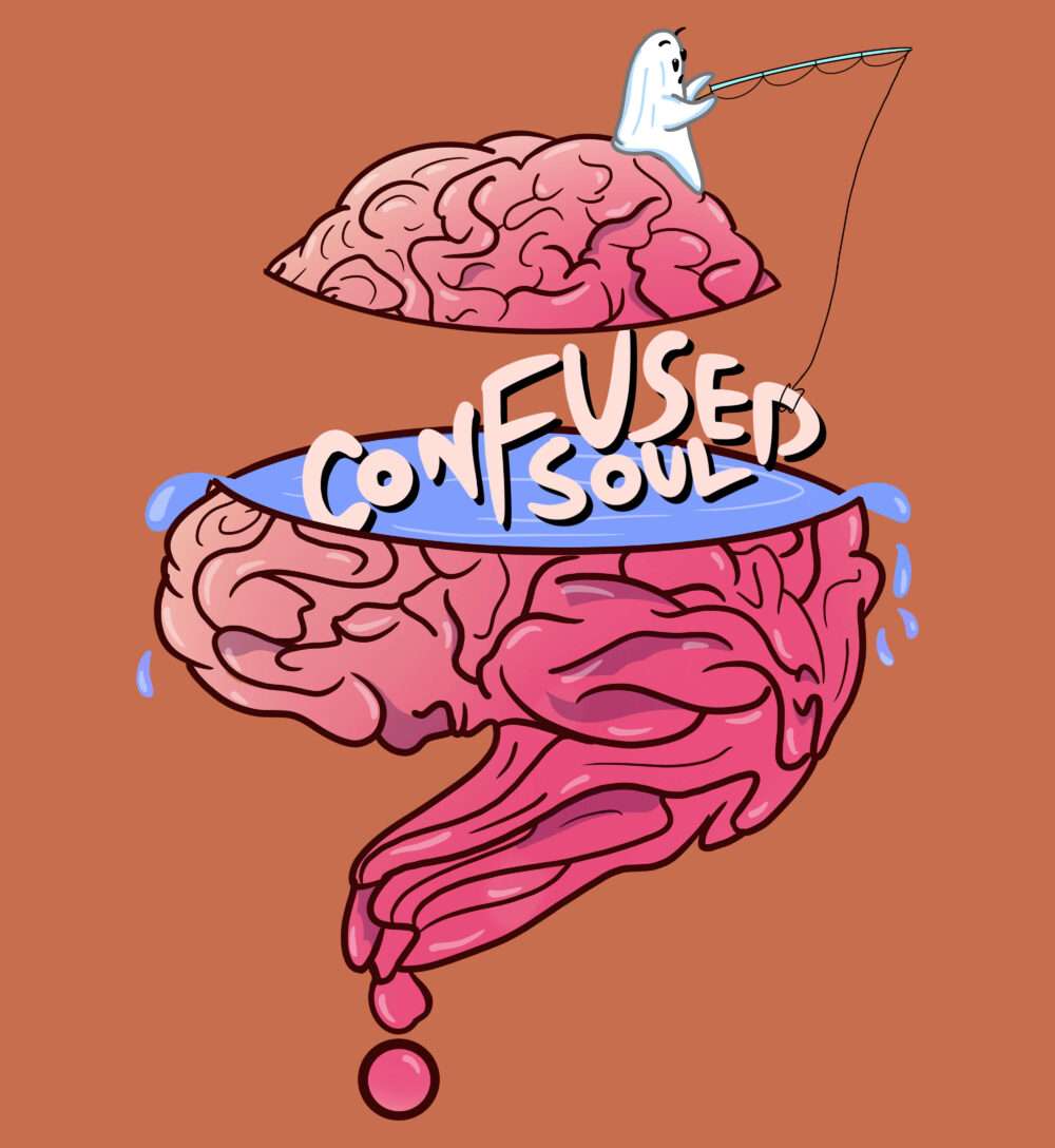 Confused Soul Printed T-Shirt (Coral) - Image 2