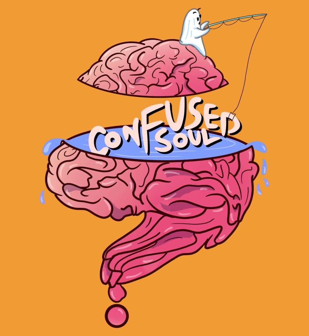 Confused Soul Printed T-Shirt (Golden Yellow) - Image 2
