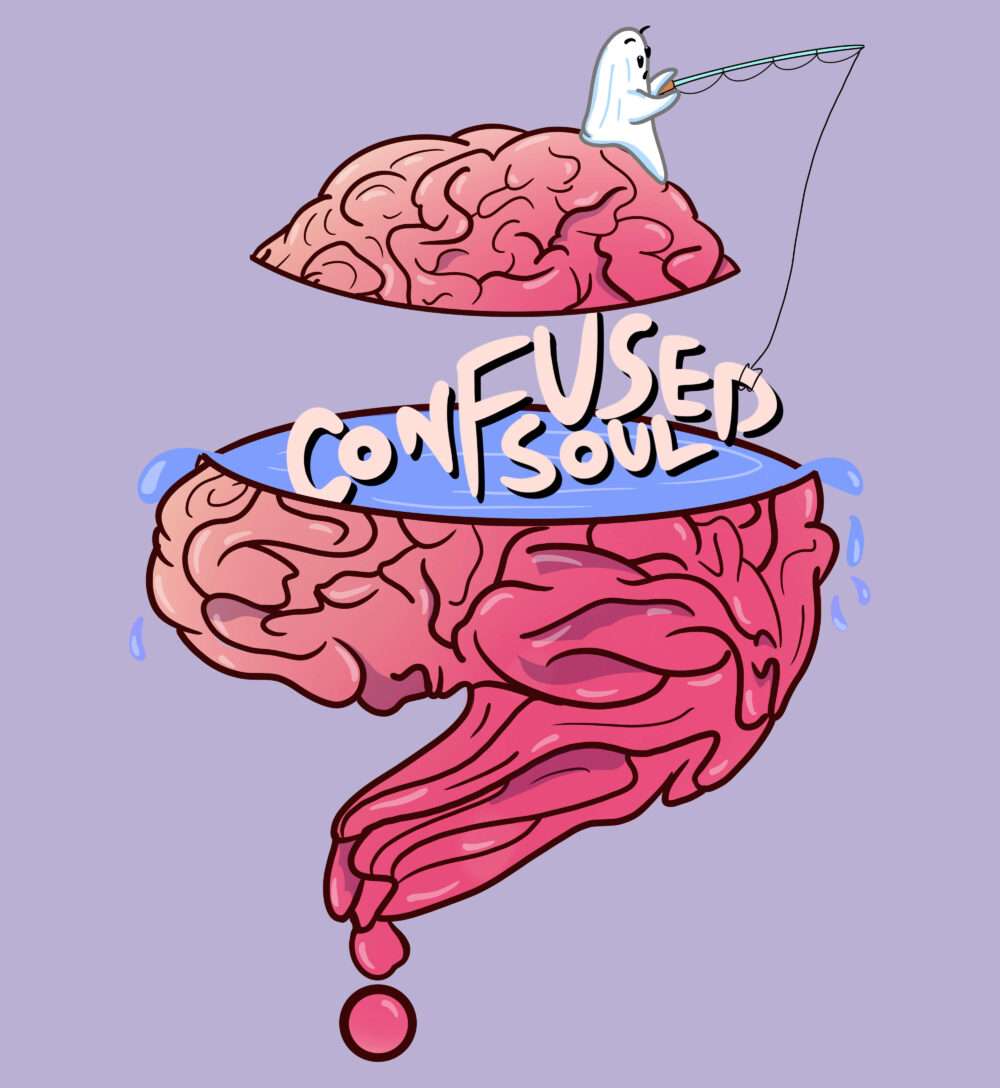 Confused Soul Printed T-Shirt (Lavender) - Image 2