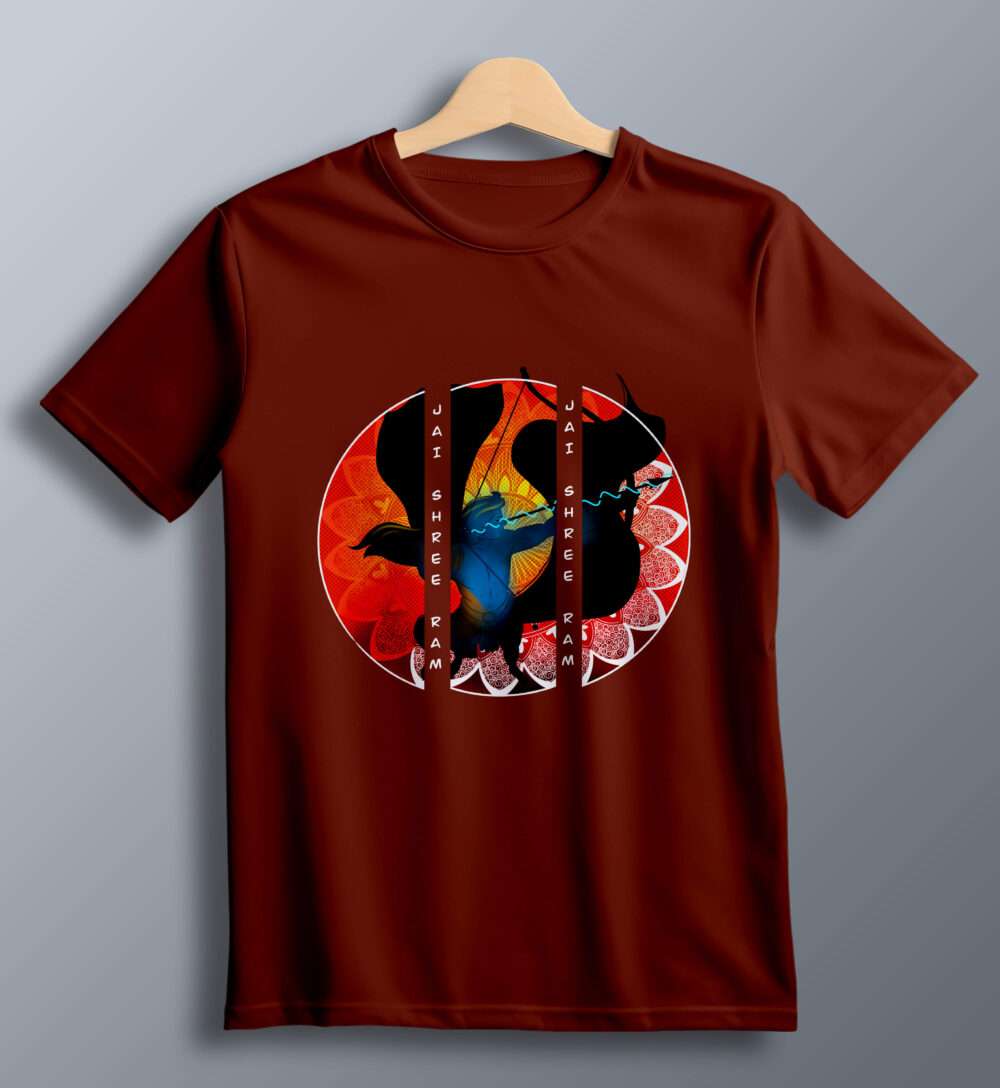 Ram Printed T-Shirt (Brick Red) - Image 2