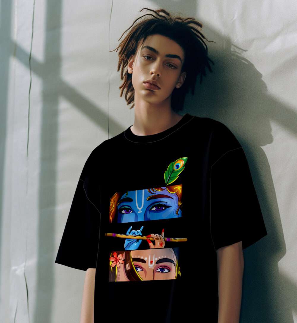 Krishna Printed Oversized T-Shirt (Black)