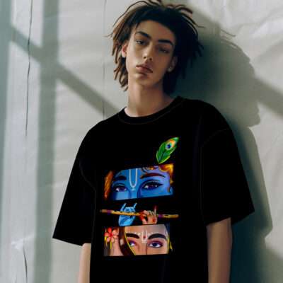 Krishna Printed Oversized T-Shirt (Black)