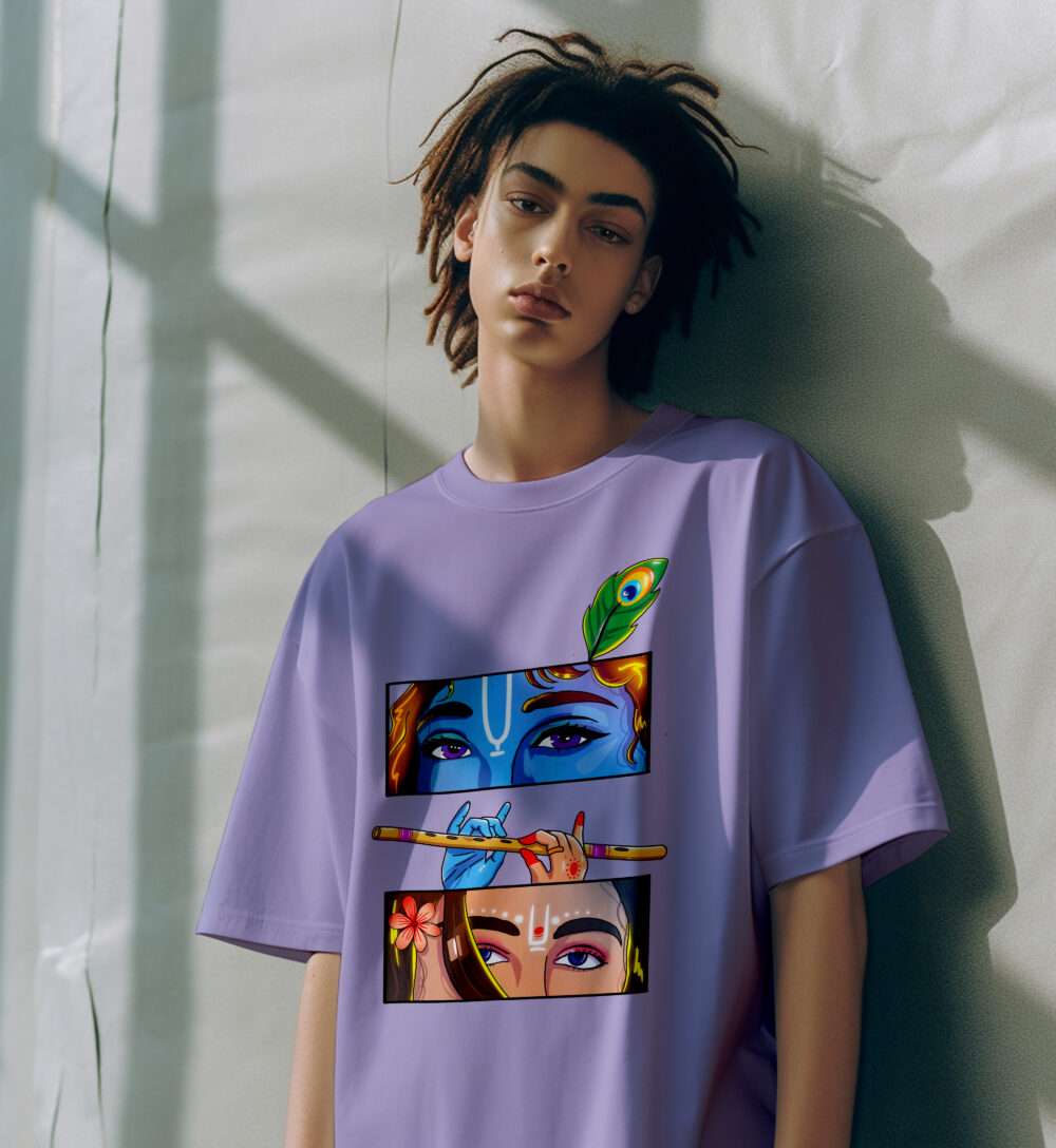 Krishna Printed Oversized T-Shirt (Lavender)