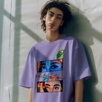 Krishna Printed Oversized T-Shirt (Lavender)