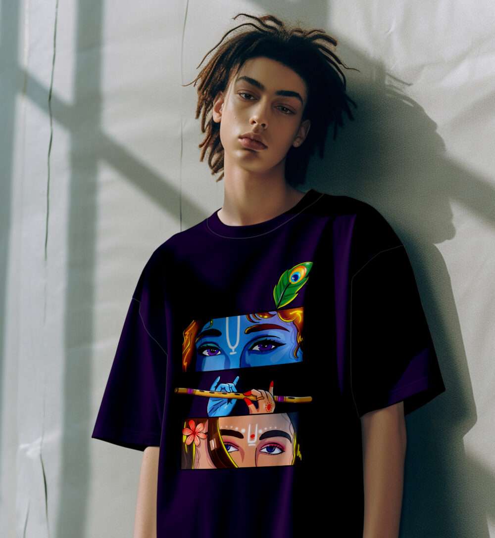 Krishna Printed Oversized T-Shirt (Purple) - Image 2