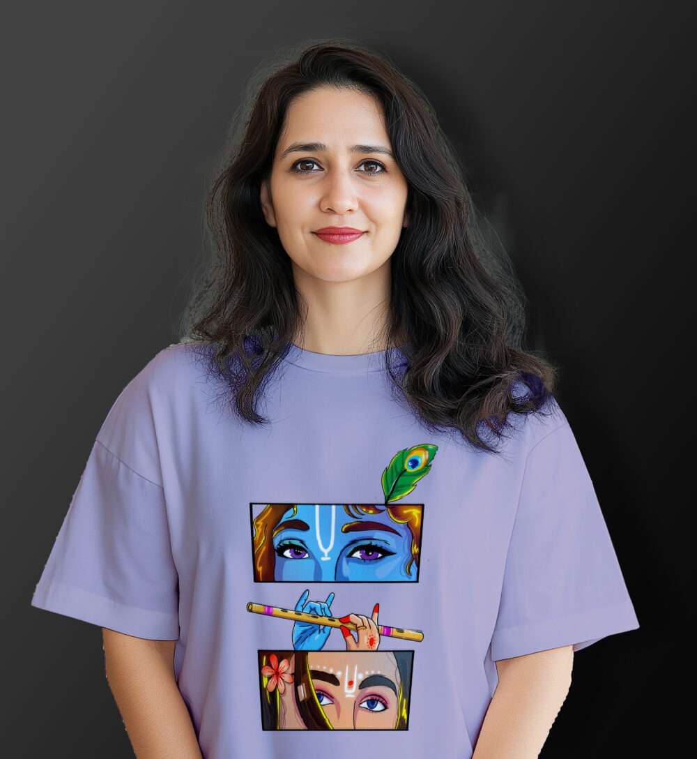 Krishna Printed Oversized T-Shirt (Lavender) - Image 2