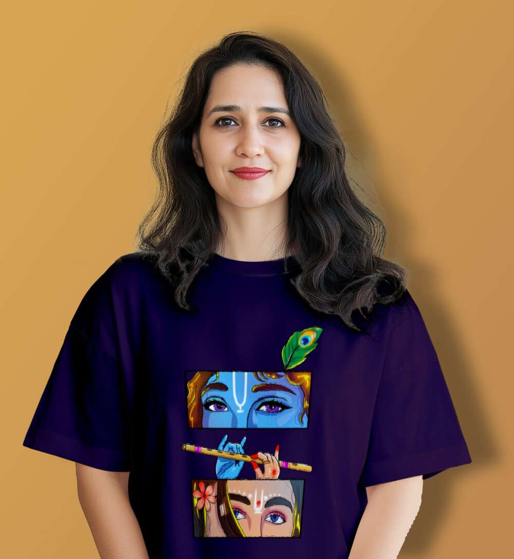 Krishna Printed Oversized T-Shirt (Purple)