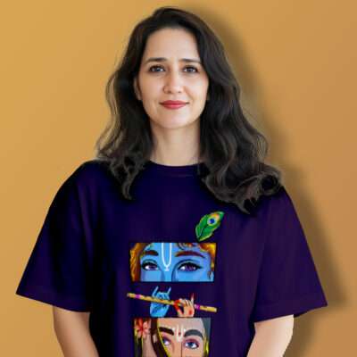 Krishna Printed Oversized T-Shirt (Purple)