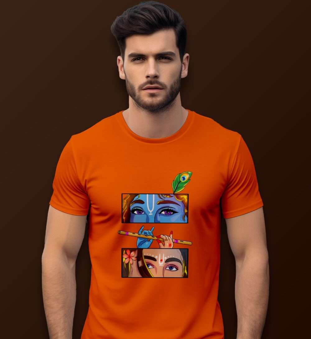 Krishna Printed T-Shirt (Orange) - Image 2