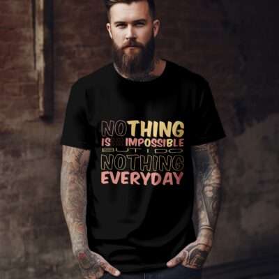 Quotes Printed T-Shirt (Black)