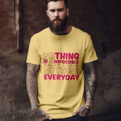 Quotes Printed T-Shirt (Beige)